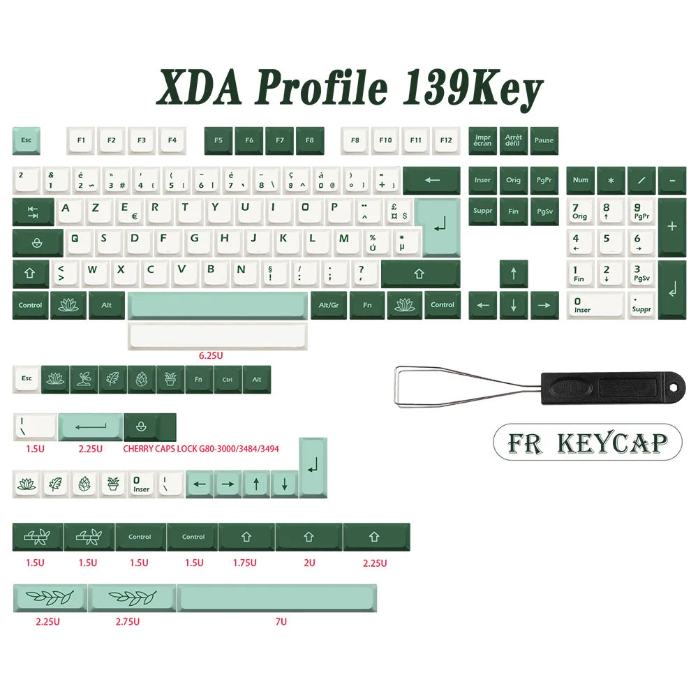 GMK-KEY 植物キーキャップ PBT XDA プロファイルドイツ語フランス語スペイン ISO 染料サブキーキャップ TKL GK61 GMMK プロ 7u AZERTY キーボードキャップ