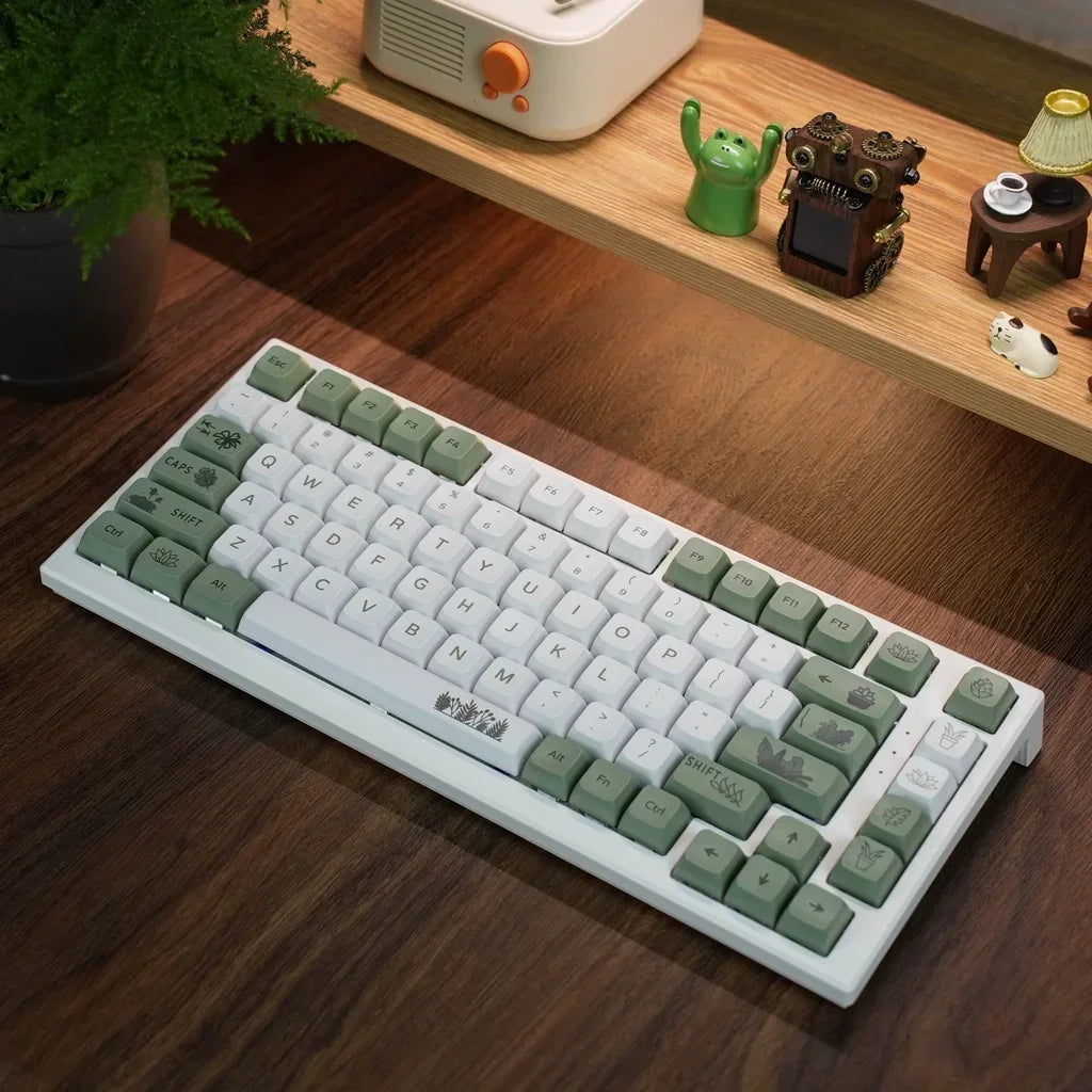 フォレストグリーンキーキャップ XDA プロファイル PBT 昇華 125 キーフレッシュスタイルホワイトグリーンメカニカルキーボードキーキャップ