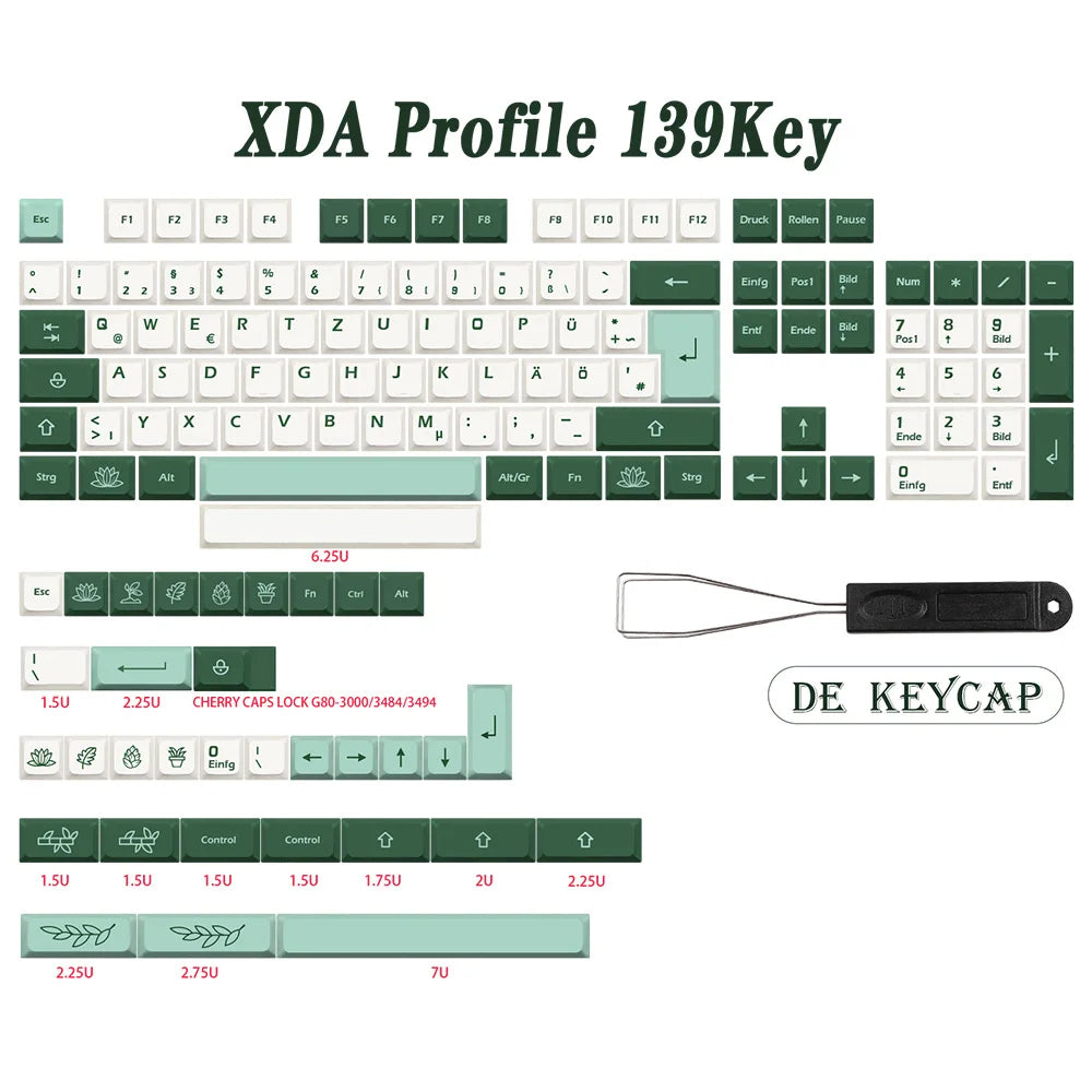 GMK-KEY 植物キーキャップ PBT XDA プロファイルドイツ語フランス語スペイン ISO 染料サブキーキャップ TKL GK61 GMMK プロ 7u AZERTY キーボードキャップ