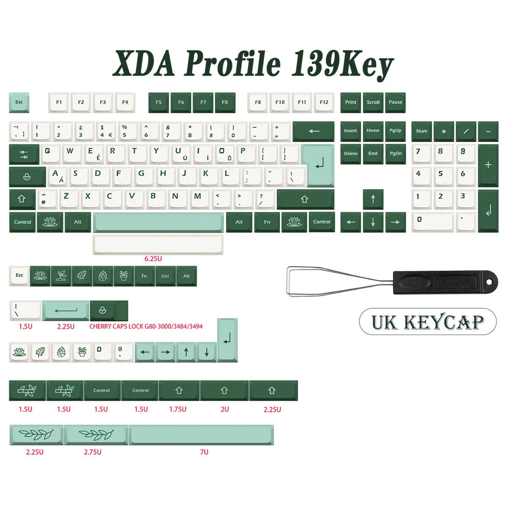 GMK-KEY 植物キーキャップ PBT XDA プロファイルドイツ語フランス語スペイン ISO 染料サブキーキャップ TKL GK61 GMMK プロ 7u AZERTY キーボードキャップ