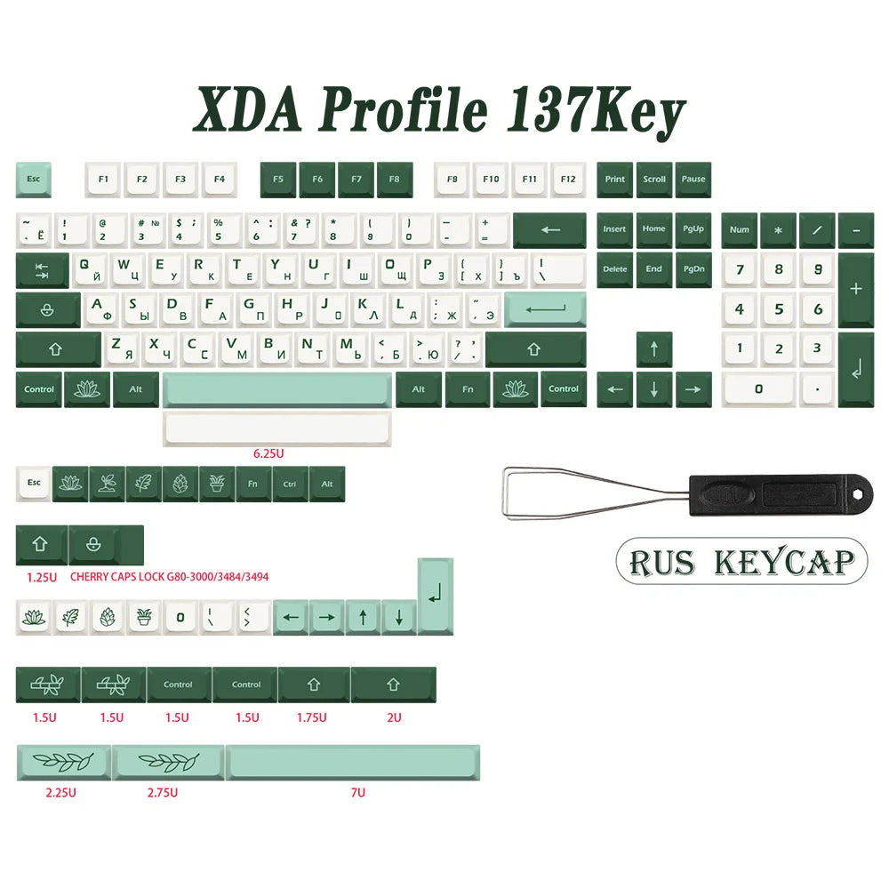 GMK-KEY 植物キーキャップ PBT XDA プロファイルドイツ語フランス語スペイン ISO 染料サブキーキャップ TKL GK61 GMMK プロ 7u AZERTY キーボードキャップ